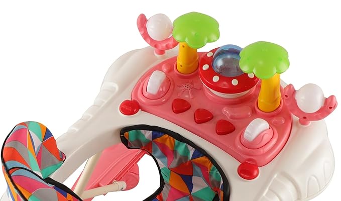 Activity Baby Walker Toy with Music & Lights for Kids, Parental Handle and Stopper for 6-18 Months Old Boys & Girls Multifunctional & Adjustable (Pink) (Copy)