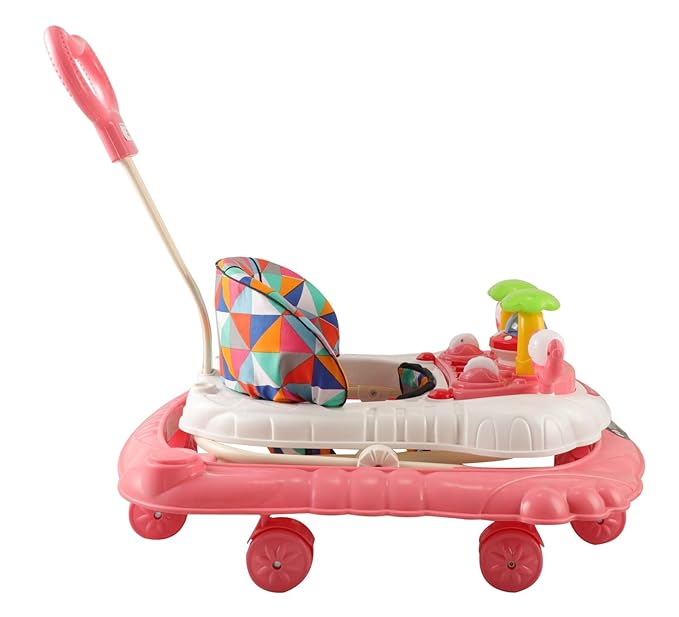 Activity Baby Walker Toy with Music & Lights for Kids, Parental Handle and Stopper for 6-18 Months Old Boys & Girls Multifunctional & Adjustable (Pink) (Copy)